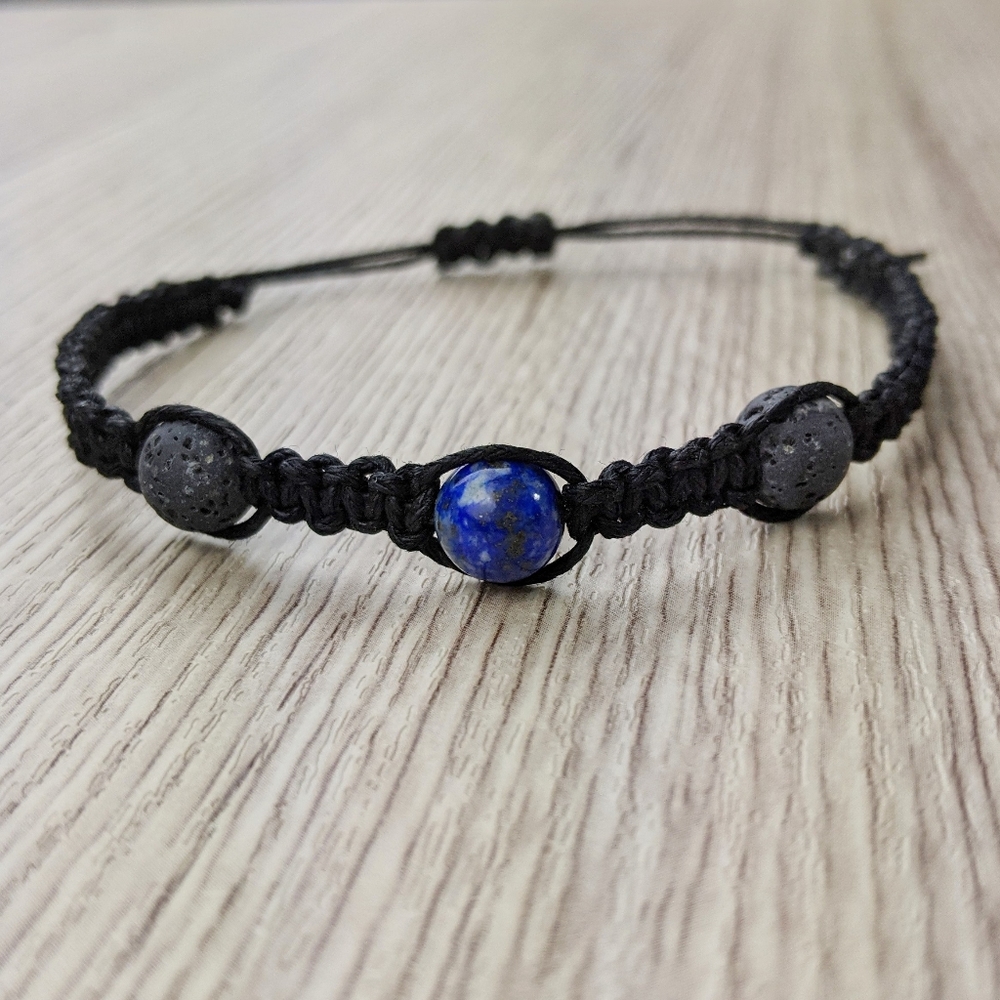 Lapis Lazuli 8mm Lava Bead Handmade Bracelet